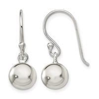 Sterling Silver Dangle Ball Shephard Hook Earrings view 1