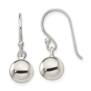 Sterling Silver Dangle Ball Shephard Hook Earrings