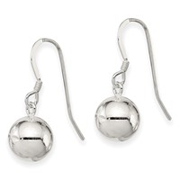 Sterling Silver 10mm Diamond Cut Bead Dangle Earrings view 2
