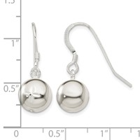 Sterling Silver 10mm Diamond Cut Bead Dangle Earrings view 4