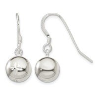 Sterling Silver 10mm Diamond Cut Bead Dangle Earrings view 1