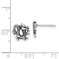 Sterling Silver Antiqued Dragon Post Earrings view 4