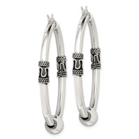 Sterling Silver Antiqued Hoop Earrings view 2
