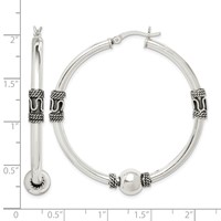 Sterling Silver Antiqued Hoop Earrings view 4