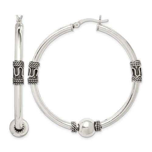 Sterling Silver Antiqued Hoop Earrings