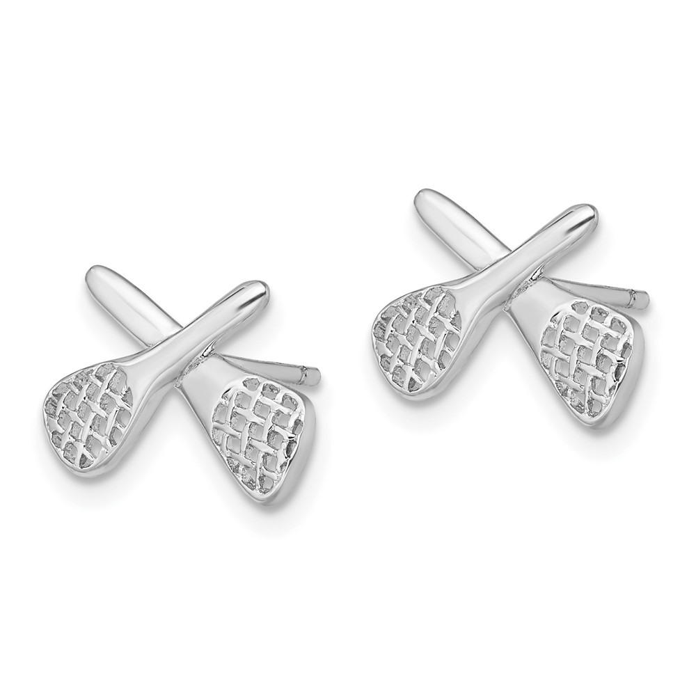 Sterling Silver Rhodium-plated Lacrosse Post Earrings (QE4935)