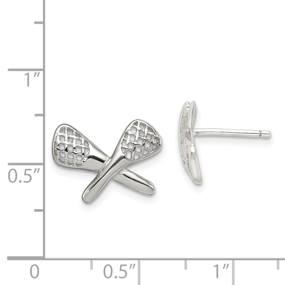 Sterling Silver Rhodium-plated Lacrosse Post Earrings (QE4935)
