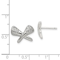 Sterling Silver Rhodium-plated Lacrosse Post Earrings view 4