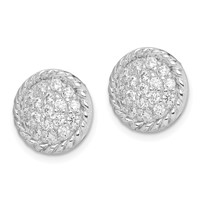 Sterling Silver Rhodium-plated Polished & Twisted CZ Circle Post Earrings view 2