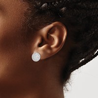 Sterling Silver Rhodium-plated Polished & Twisted CZ Circle Post Earrings view 3