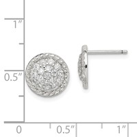 Sterling Silver Rhodium-plated Polished & Twisted CZ Circle Post Earrings view 4