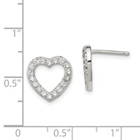 Sterling Silver Rhodium-plated CZ Open Heart Post Earrings view 4