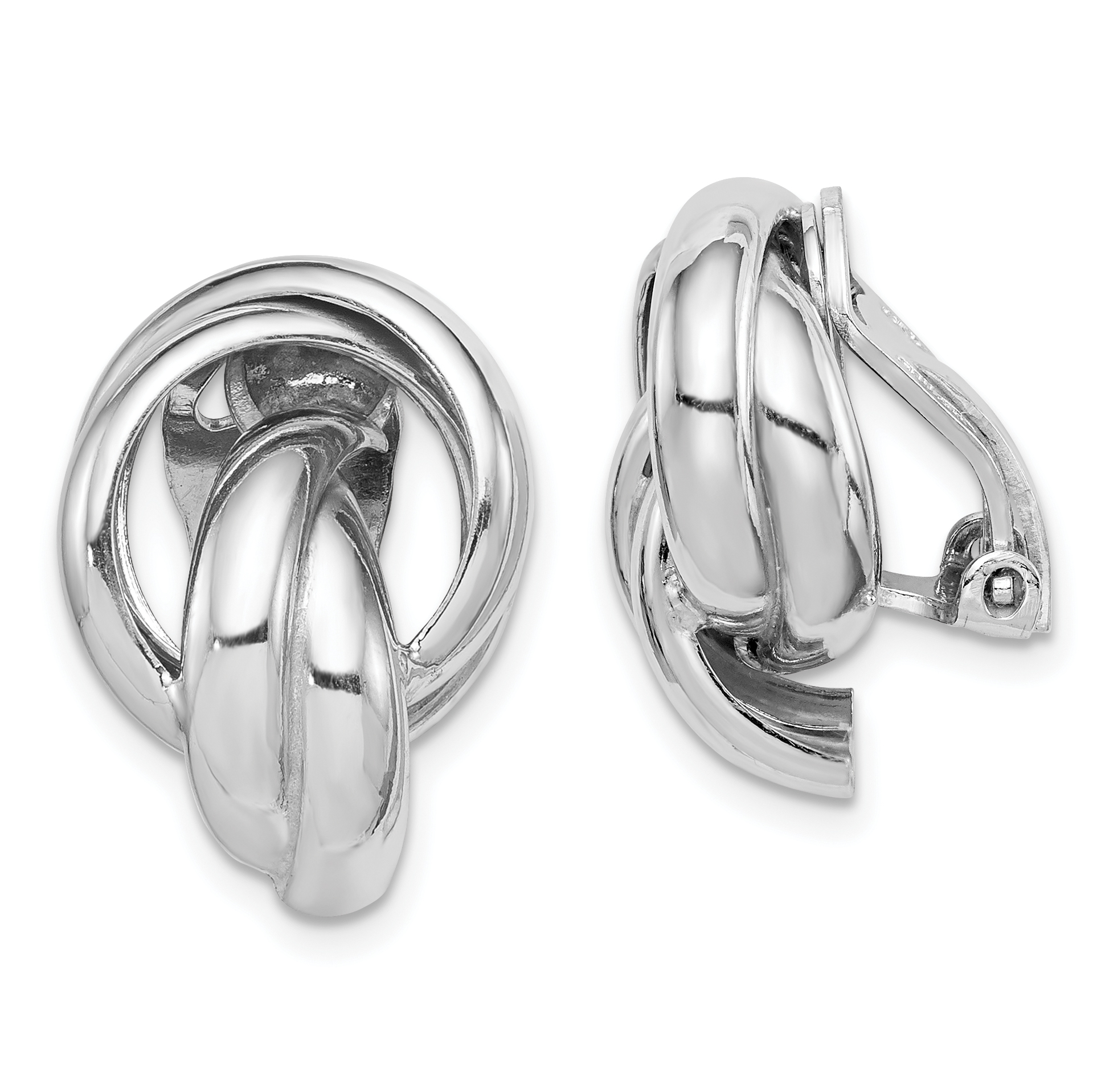 Sterling Silver Rhodium Plated Knot Design Clip Back Non Pierced Sterling Silver Rhodium Plated Knot Design Clip Back Non Pierced Earrings Weight 4 64 Grams Length 19mm Width 13mm