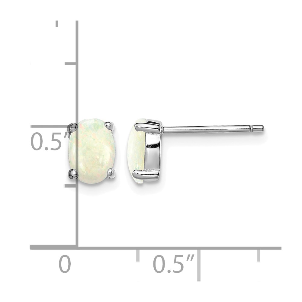 Sterling Silver Rhodium-plated Created Opal Post Earrings (QE4971)
