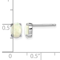 Sterling Silver Rhodium-plated Created Opal Post Earrings view 4