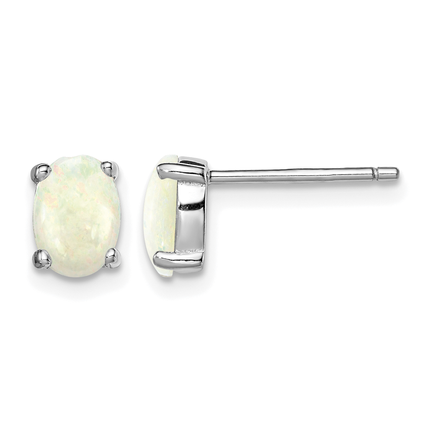 Sterling Silver Rhodium-plated Created Opal Post Earrings (QE4971)
