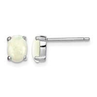 Sterling Silver Rhodium-plated Created Opal Post Earrings view 1