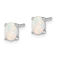 Sterling Silver Rhodium-plated Created Opal Post Earrings view 2