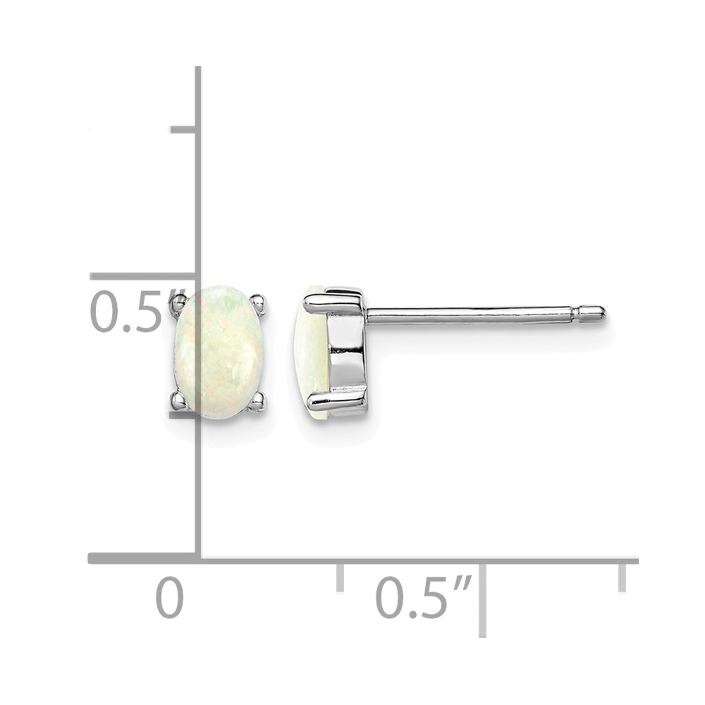 Sterling Silver Rhodium-plated Created Opal Post Earrings (QE4972)