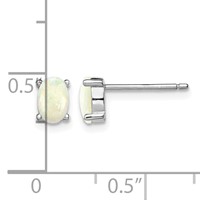 Sterling Silver Rhodium-plated Created Opal Post Earrings view 4