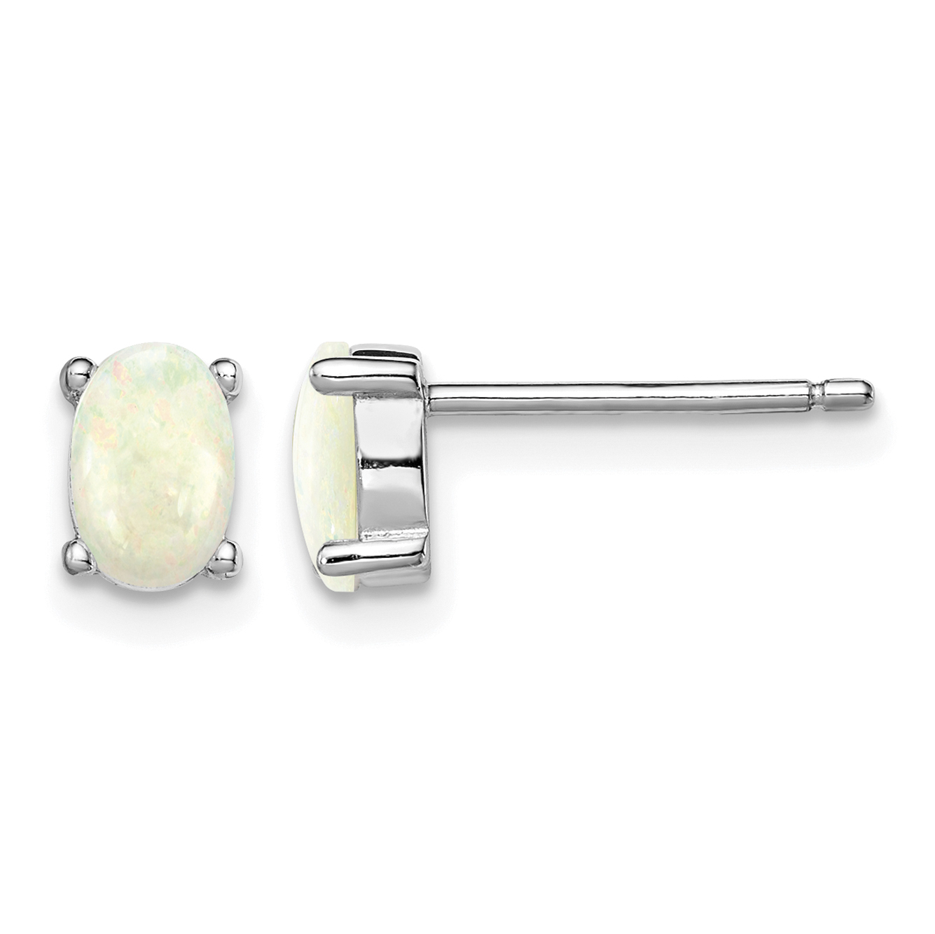 Sterling Silver Rhodium-plated Created Opal Post Earrings (QE4972)
