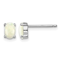 Sterling Silver Rhodium-plated Created Opal Post Earrings view 1