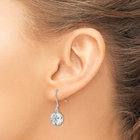 Sterling Silver Polished 11mm Round CZ Bezel Set Dangle Earrings view 3
