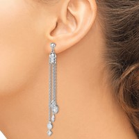 Sterling Silver RH-plated Polished CZ & Multi-Chain Post Dangle Earrings view 3