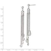 Sterling Silver RH-plated Polished CZ & Multi-Chain Post Dangle Earrings view 4