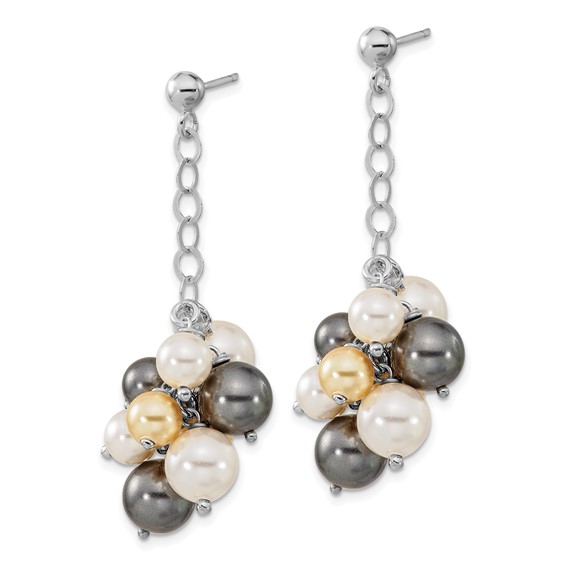 Sterling Silver Polished Multicolor FW Cultured Pearl Dangle Earrings