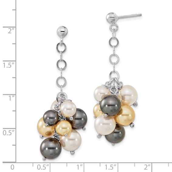 Sterling Silver Polished Multicolor FW Cultured Pearl Dangle Earrings