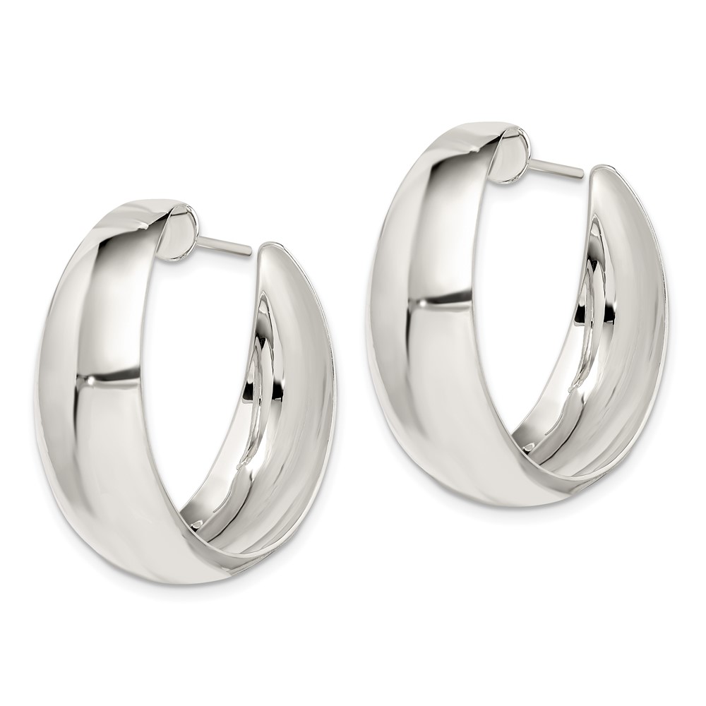 Sterling Silver Rhodium-plated Fancy J-Hoop Post Earrings (QE526)