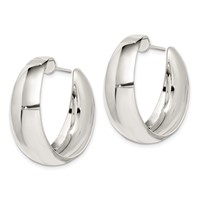 Sterling Silver Rhodium-plated Fancy J-Hoop Post Earrings view 2
