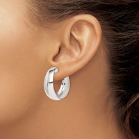 Sterling Silver Rhodium-plated Fancy J-Hoop Post Earrings view 3