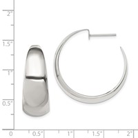 Sterling Silver Rhodium-plated Fancy J-Hoop Post Earrings view 4