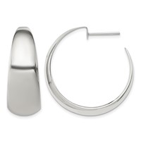 Sterling Silver Rhodium-plated Fancy J-Hoop Post Earrings view 1