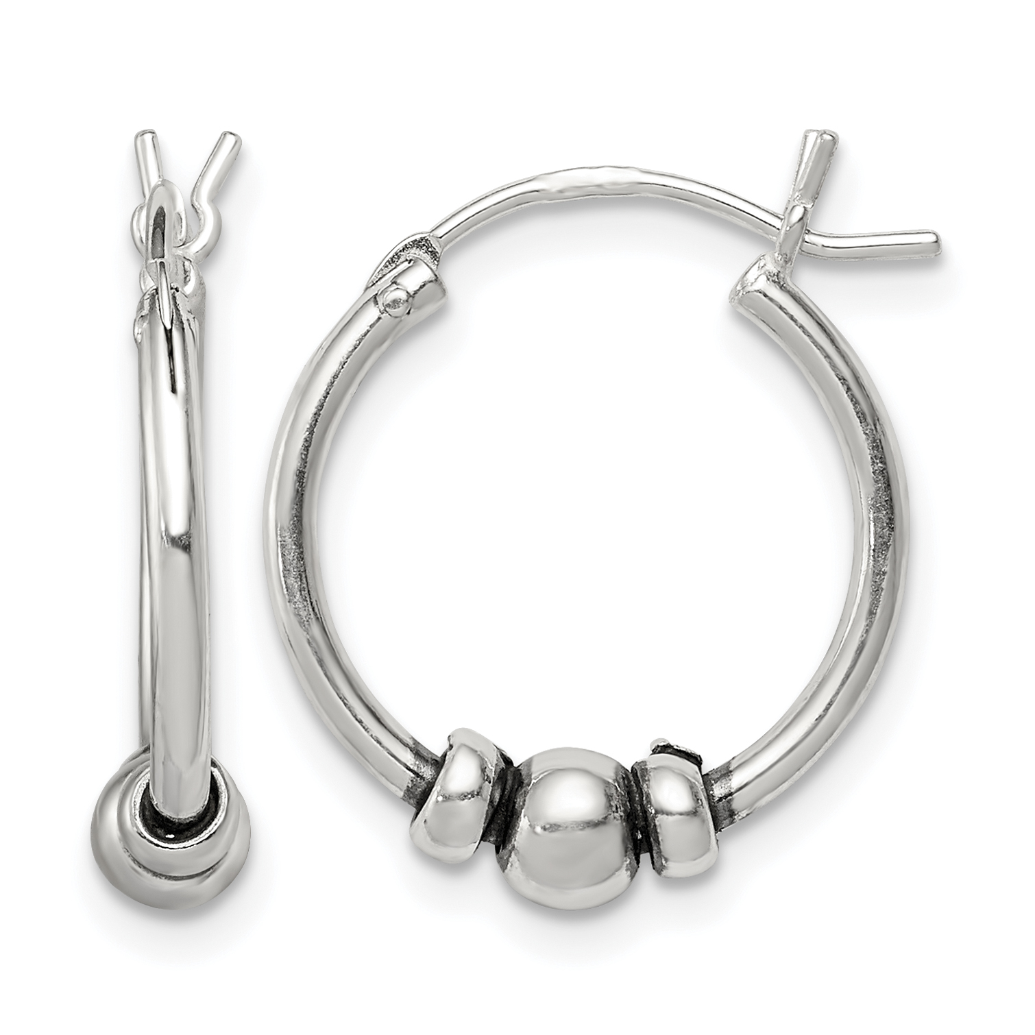Sterling Silver Antiqued Hoop Earrings (QE5375)
