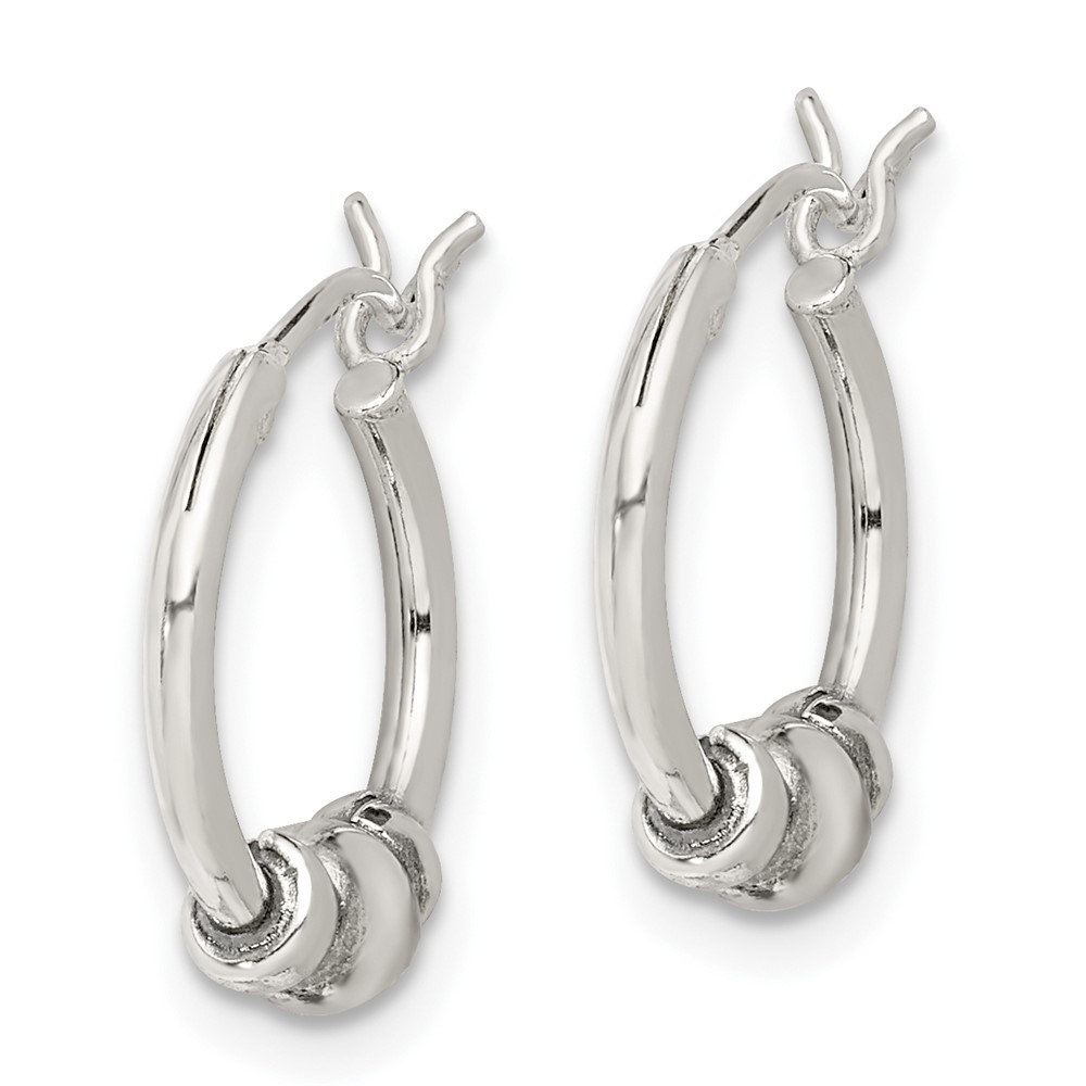 Sterling Silver Antiqued Beaded Hoop Earrings (QE5376)