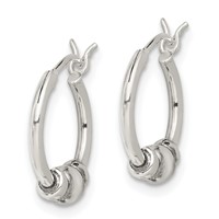Sterling Silver Antiqued Beaded Hoop Earrings view 2