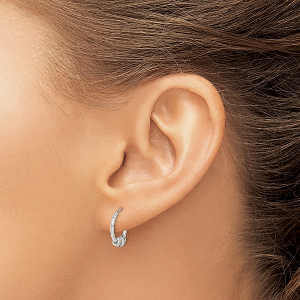 Sterling Silver Antiqued Beaded Hoop Earrings (QE5376)