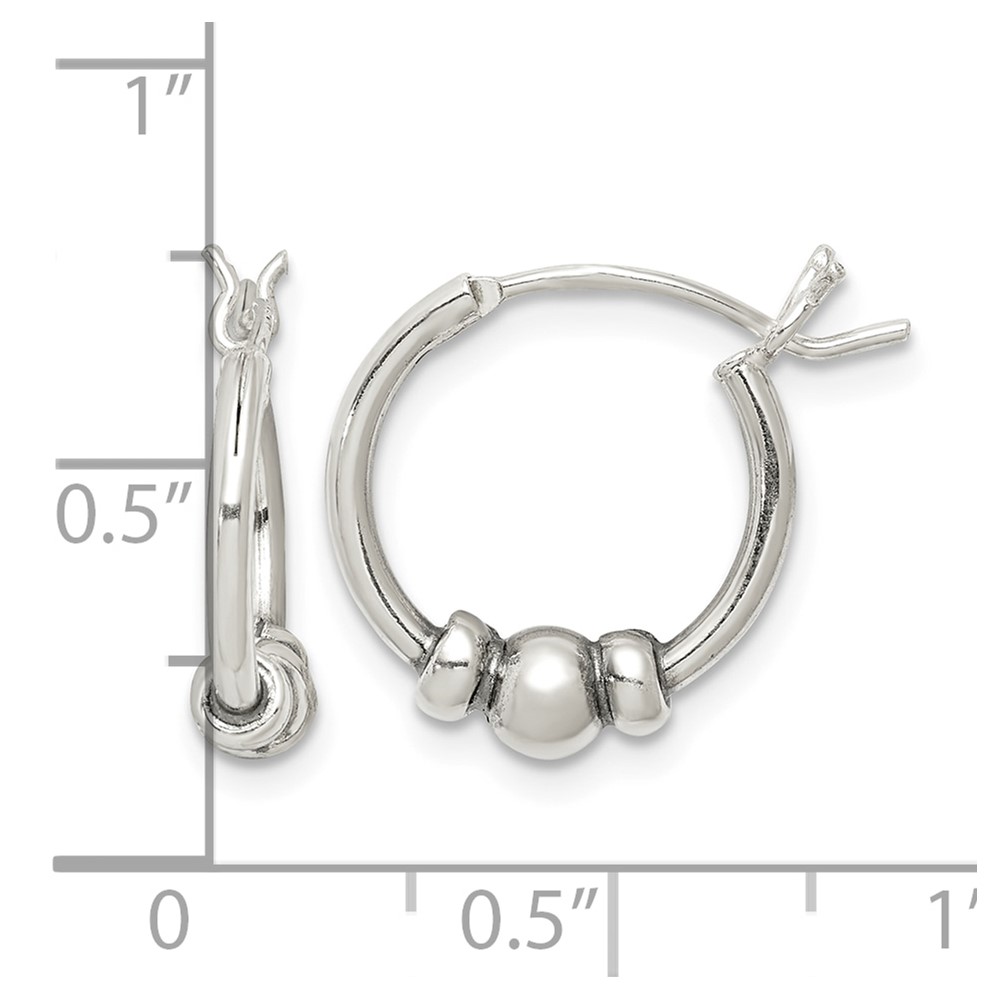 Sterling Silver Antiqued Beaded Hoop Earrings (QE5376)