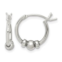 Sterling Silver Antiqued Beaded Hoop Earrings view 1