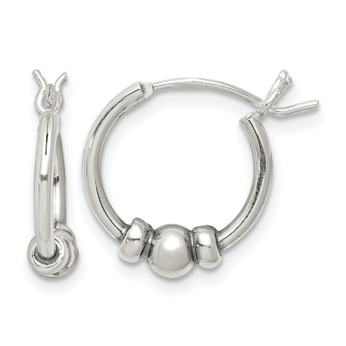 Sterling Silver Antiqued Beaded Hoop Earrings