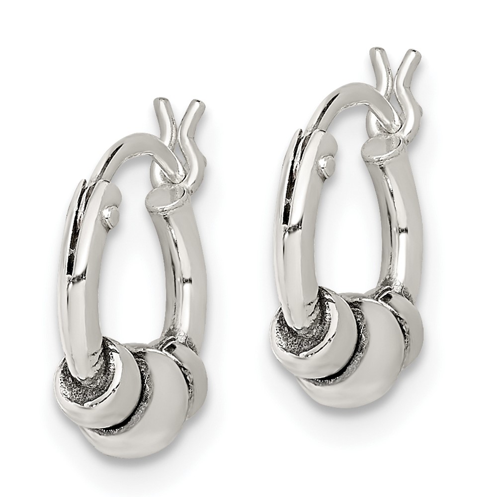 Sterling Silver Antiqued Beaded Hoop Earrings (QE5377)