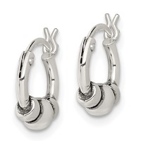 Sterling Silver Antiqued Beaded Hoop Earrings view 2