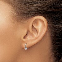 Sterling Silver Antiqued Beaded Hoop Earrings view 3