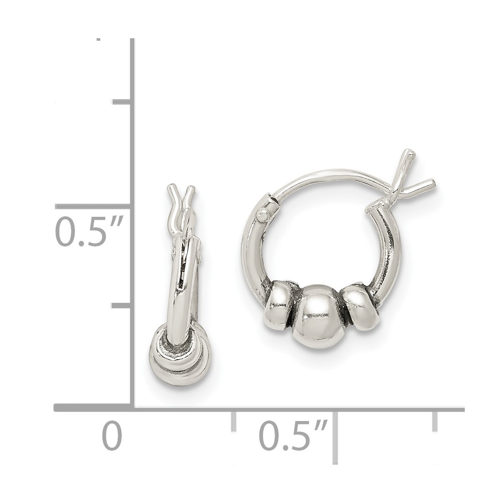 Sterling Silver Antiqued Beaded Hoop Earrings (QE5377)