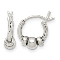 Sterling Silver Antiqued Beaded Hoop Earrings view 1