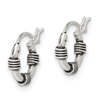 Sterling Silver Antiqued Hoop Earrings view 2