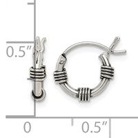 Sterling Silver Antiqued Hoop Earrings view 4